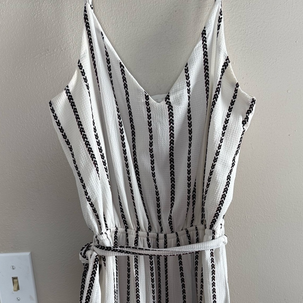 One Clothing White and Black Striped Jumpsuit - Picture 2 of 9